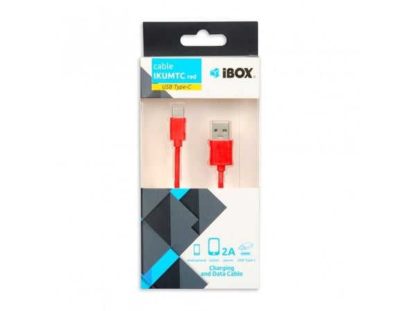 iBOX - USB-kabel - USB-C (hann) til USB (hann) - USB 2.0 - 2 A - 1 m - rød