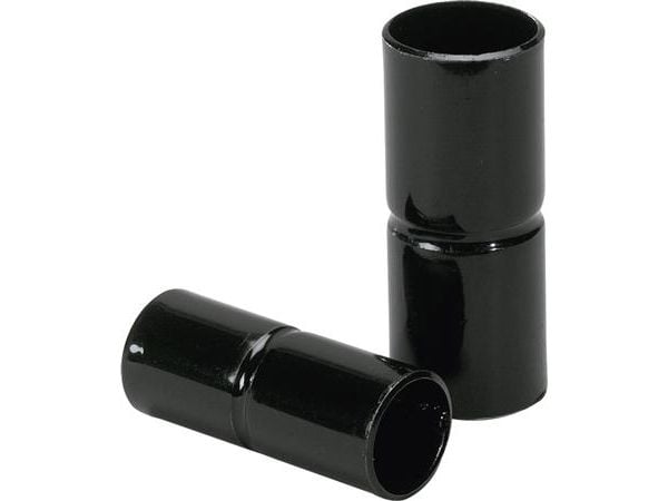 Muffe kort 16 mm sort lakeret metal.