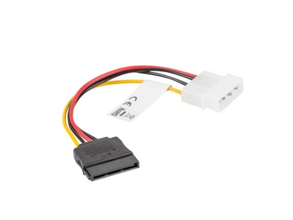 Lanberg - Strømadapter - 4-pin intern strøm (hann) til SATA-strøm (hunn) - 15 cm - svart, gul, rød