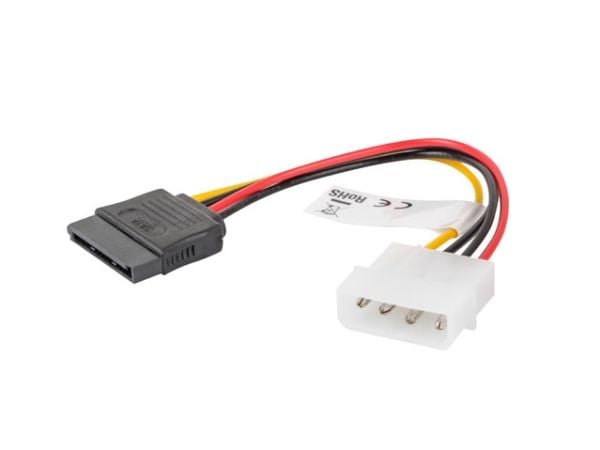 Lanberg - Strømadapter - 4-pin intern strøm (hann) til SATA-strøm (hunn) - 15 cm - svart, gul, rød