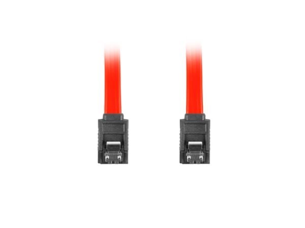 Lanberg - SATA-kabel - Serial ATA 150/300 - SATA (hunn) låst til SATA (hunn) låst - 50 cm - rød