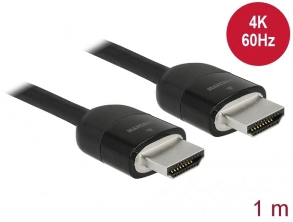 Delock Premium - Premium High Speed - HDMI-kabel med Ethernet - HDMI hann til HDMI hann - 1 m - tredobbeltskjermet snodd ledningspar - svart - 4K-s...