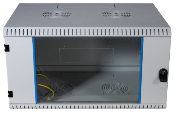 EFB Elektronik 691704VGR.40, Veggmonterbar hylle, 4U, 50 kg, Nøkkellås, Grå