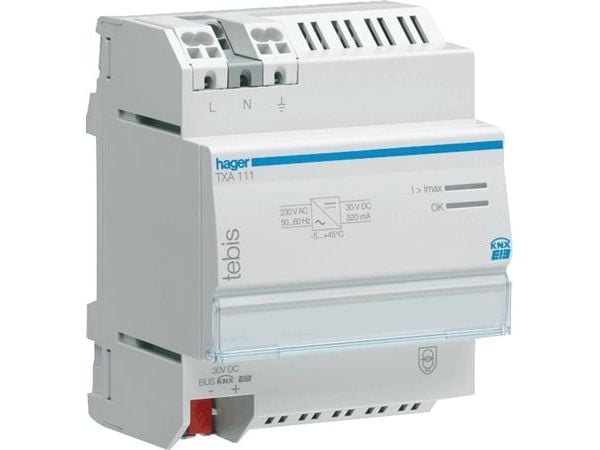 HAGER KNX Virtalähde kaasuläppä, 320 mA, DIN-kiinnitys