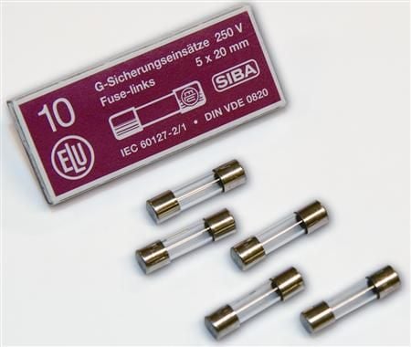 SIBA Finsikring, Miniatyrsikringer 5x20mm, glassør, 0,05A. - (10 stk.)