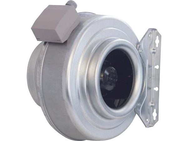 SYSTEMAIR Kanalventilator K100 XL Sileo med beslag, 50-60 Hz, 230 V, 52-65 W. Luftmængde max. 285 m³/h el. 170 m³/h ved 150 Pa og 50 Hz.