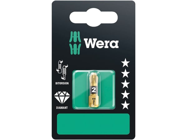 Wera 855/1 BDC SB, 1 styck, Pozidriv, PZ 2x25, ISO 1173-F, 25 mm, 25,4 / 4 mm (1 / 4")