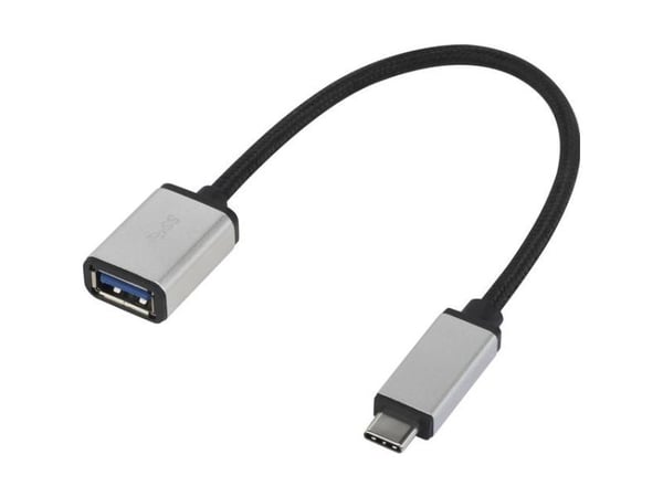 Renkforce RF-4888284, 0,15 m, USB C, USB A, USB 3.2 Gen 1 (3.1 Gen 1), Musta, Hopea