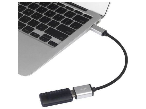 Renkforce RF-4888284, 0,15 m, USB C, USB A, USB 3.2 Gen 1 (3.1 Gen 1), Svart, Sølv
