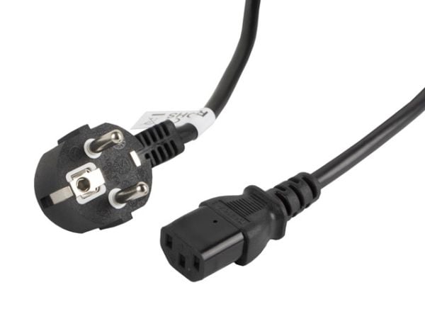 Lanberg - Strømkabel - power CEE 7/7 (hann) vinklet til power IEC 60320 C13 - 10 A - 3 m - svart