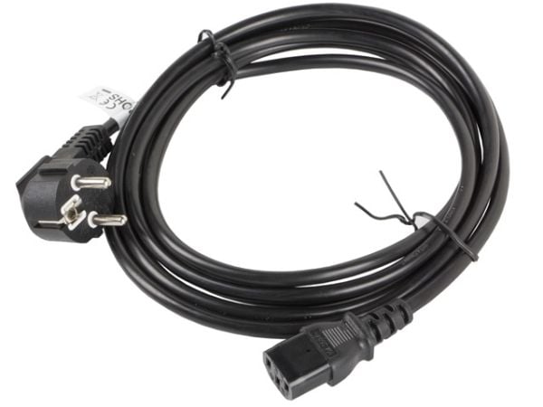 Lanberg - Strømkabel - power CEE 7/7 (hann) vinklet til power IEC 60320 C13 - 10 A - 3 m - svart