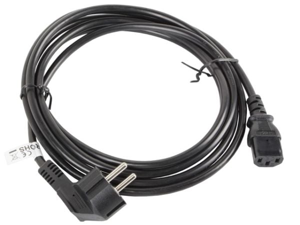 Lanberg - Strømkabel - power CEE 7/7 (hann) vinklet til power IEC 60320 C13 - 10 A - 3 m - svart