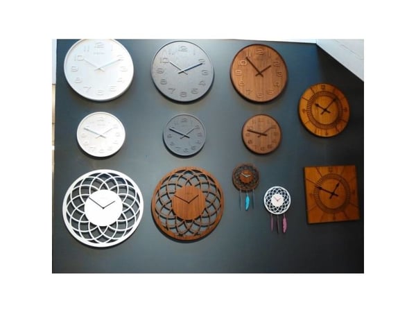 Nextime Wood Wood Medium - Klokke - kvarts - veggmonterbar - 35 cm - grå