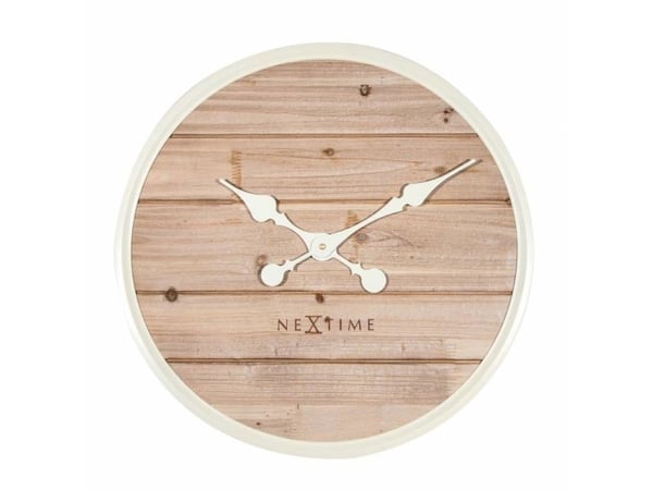 NeXtime 3134WI, Seinä, Kvartsikello, Ympyrä, Valkoinen, Puu, Aikuiset