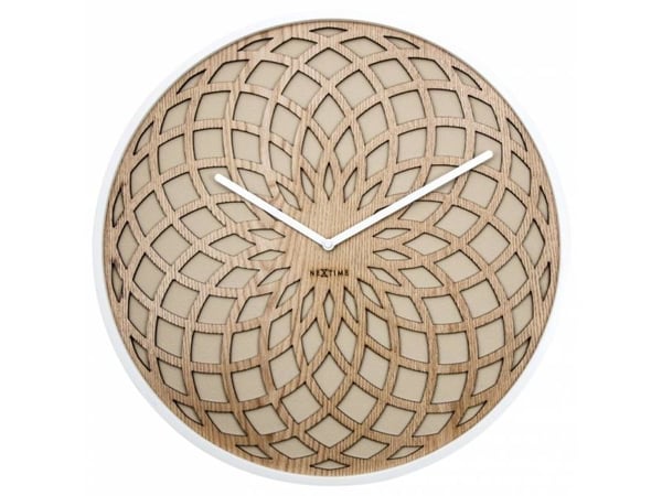 NeXtime 3149BE, Seinä, Kvartsikello, Ympyrä, Beige, Valkoinen, Puu, Aikuiset