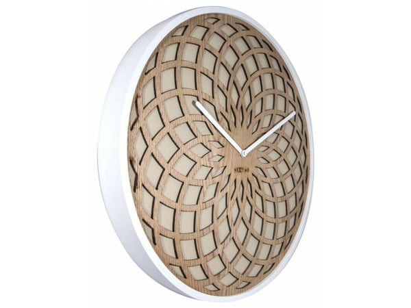 NeXtime 3149BE, Seinä, Kvartsikello, Ympyrä, Beige, Valkoinen, Puu, Aikuiset