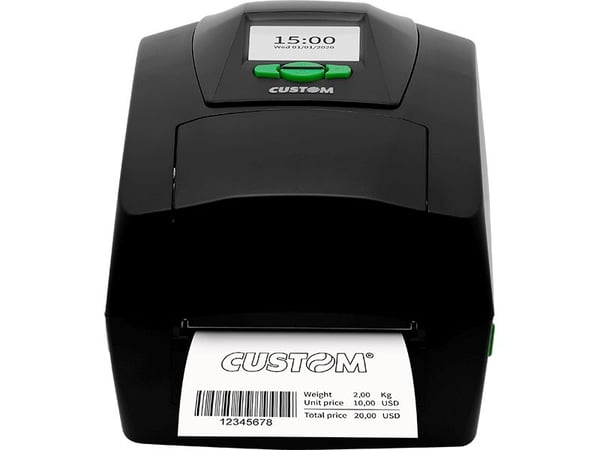 CUSTOM D4 202, Direkte Termisk & Termisk overføring, POS-skriver, 203 x 203 DPI, 5 ips, 0.06 - 0.2 µm, 12,7 cm
