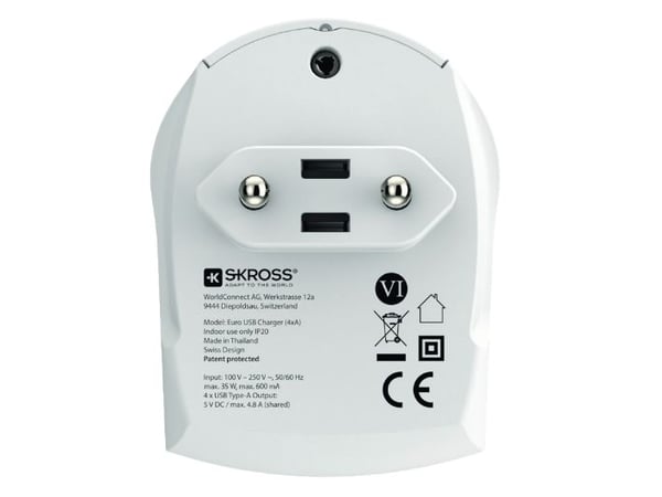Skross 1.302422, Innendørs, AC, 5 V, Hvit