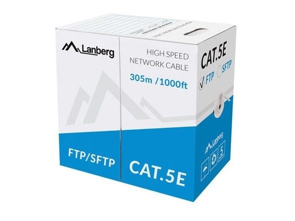 Lanberg - Bulkkabel - 305 m - SFTP - CAT 5e - solid - grå, RAL 7035