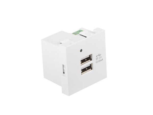 Lanberg - Eluttag - USB - 2 USB-uttag - 2.1 A - vit