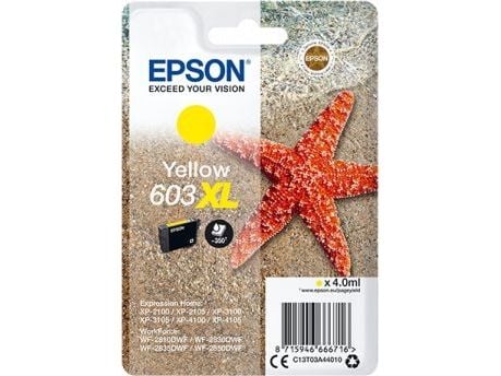 Epson Singlepack Yellow 603XL Ink, Korkea (XL) värintuotto, 4 ml, 1 kpl