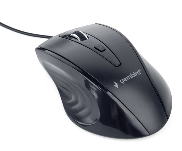 Gembird MUS-4B-02, Oikeakätinen, Optinen, USB, 1200 DPI, Musta