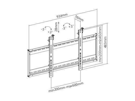 TECHly - Brakett - for videovegg - svart - skjermstørrelse: 45"-70" - veggmonterbar