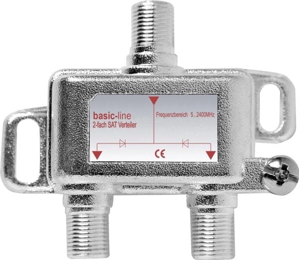 Renkforce Distributore SAT 2 vie 5 - 2200 MHz, Kabelfordeler, 5 - 2200 Mhz, Sølv, Hunstik