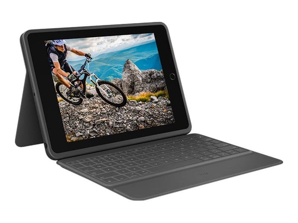 Logitech Rugged Folio - Tastatur og folioveske - Apple Smart connector - QWERTY - Storbritannia - for Apple 10.2-inch iPad (7. generasjon, 8. gener...