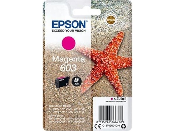 Epson Singlepack Magenta 603 Ink, Perusvärintuotto, 2,4 ml, 1 kpl