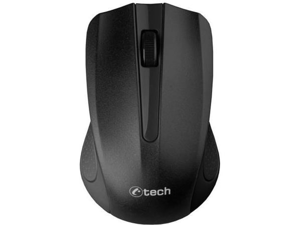 C-TECH WLM-01, Ambidekstriøs, Optisk, RF kabel-fri, 1200 DPI, Sort