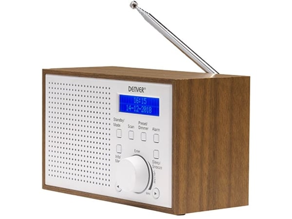 Denver DAB-46WHITE, Analog & Digital, DAB+,FM, 2 W, LCD, Brun, Hvid