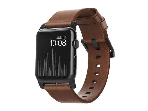 Nomad Modern Strap - Limited Edition - klokkestropp for smart armbåndsur - 150-210 mm - brun, black hardware - for Apple Watch Hermès Series 9, SE ...