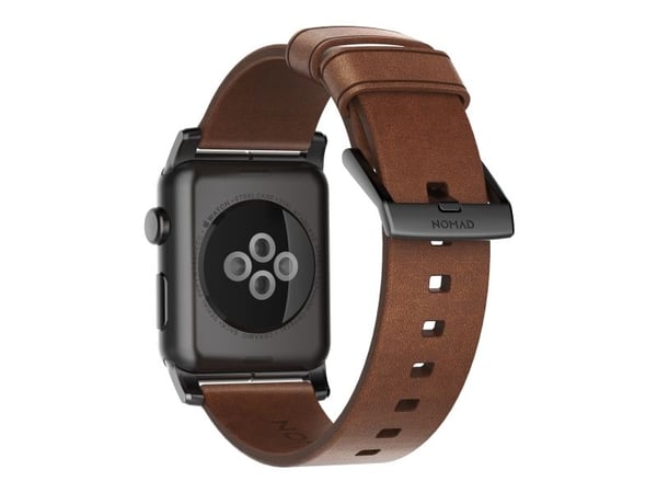 Nomad Modern Strap - Limited Edition - klokkestropp for smart armbåndsur - 150-210 mm - brun, black hardware - for Apple Watch Hermès Series 9, SE ...