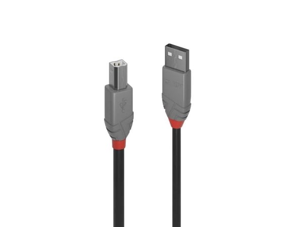 Lindy 36677, 10 m, USB A, USB B, USB 2.0, 0,48 Gbit/s, Musta, Harmaa, Punainen