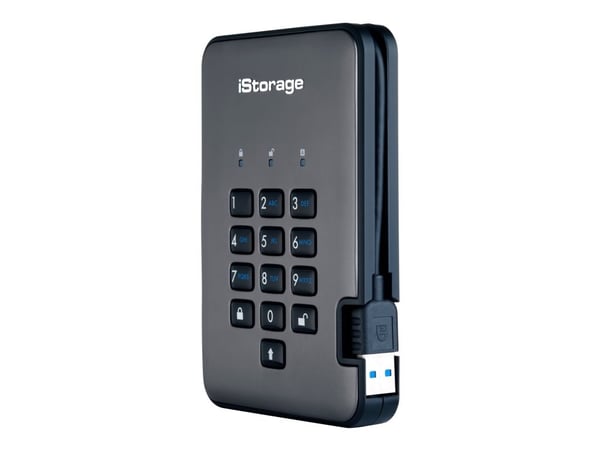 iStorage diskAshur PRO² - Harddisk - kryptert - 2 TB - ekstern (bærbar) - USB 3.1 - FIPS 197, 256-bits SHA, 256-bit AES-XTS - TAA-samsvar