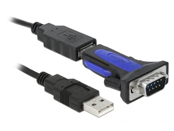DeLOCK 66280, Musta, 0,8 m, USB A-tyyppi, DB-9, Uros, Uros