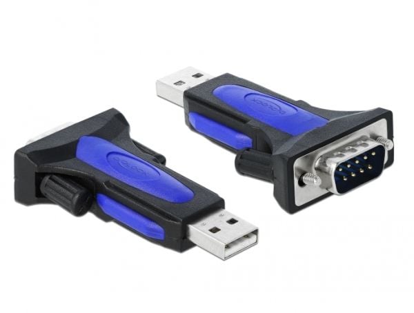 DeLOCK 66280, Musta, 0,8 m, USB A-tyyppi, DB-9, Uros, Uros