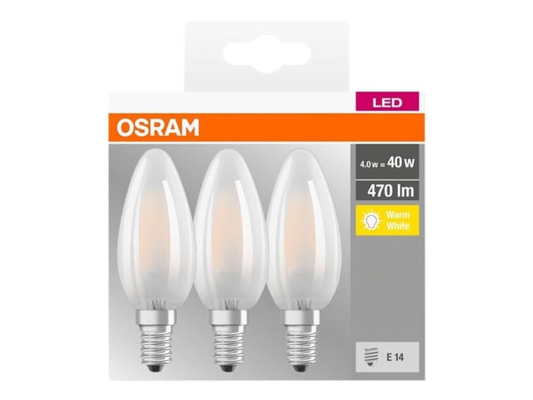 OSRAM LED BASE CLASSIC B - LED-lyspære - form: B35 - E14 - 4 W (ekvivalent 40 W) - klasse E - varmt hvitt lys - 2700 K