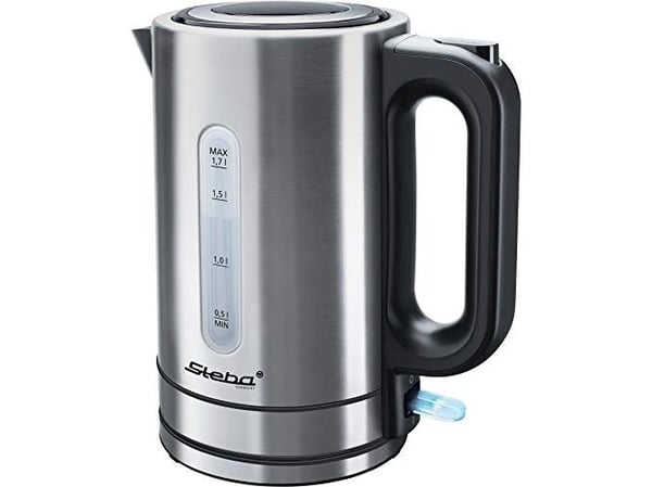 Steba WK 20 INOX, 1,7 L, 2200 W, Svart, Rustfritt stål, Plast, Rustfritt stål