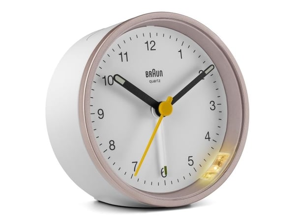 Braun BC12, Quartz-väckarklocka, Rund, Rosa, Vit, Analog, Gul, Batteri