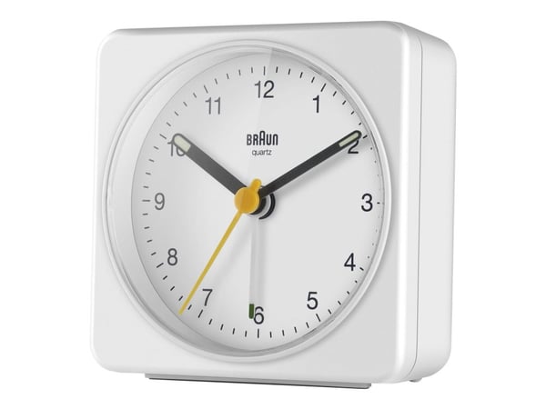 Braun BC03W - Alarmklokke - firkantet - kvarts - skrivebord - hvit