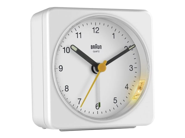 Braun BC03W - Alarmklokke - firkantet - kvarts - skrivebord - hvit