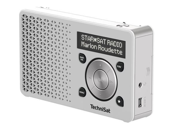 TechniSat DigitRadio 1 - Bærbar DAB-radio - 1 watt - hvit, sølv