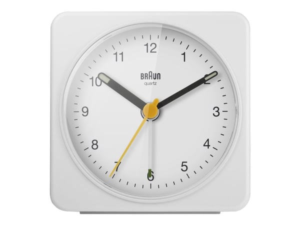 Braun BC03W - Alarmklokke - firkantet - kvarts - skrivebord - hvit