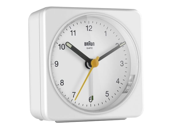 Braun BC03W - Alarmklokke - firkantet - kvarts - skrivebord - hvit