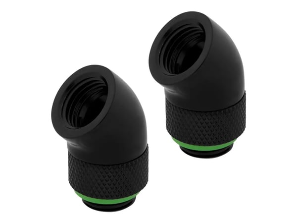 CORSAIR Hydro X Series 45° Rotary Adapter - Jäähdytysjärjestelmän sovitin - musta (2 kpl)