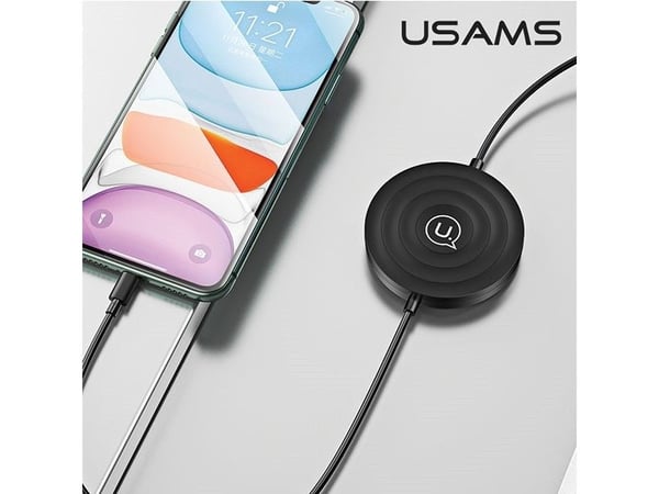 USAMS trådløs lader US-CC096 10W med Lightning-kabel, sort (CC96WH01)