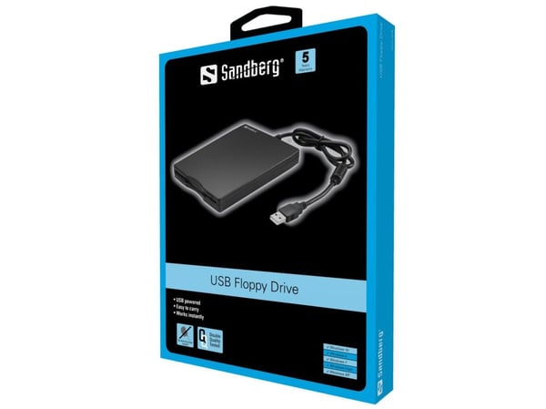 Sandberg USB Floppy Mini Reader - Platestasjon - Diskett (1.44 MB) - USB - ekstern