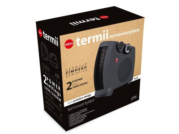 ELDOM HL8S, Elektrisk värmefläkt, inomhus, Golv, Bord, Grå, Rotations-, 2000 W